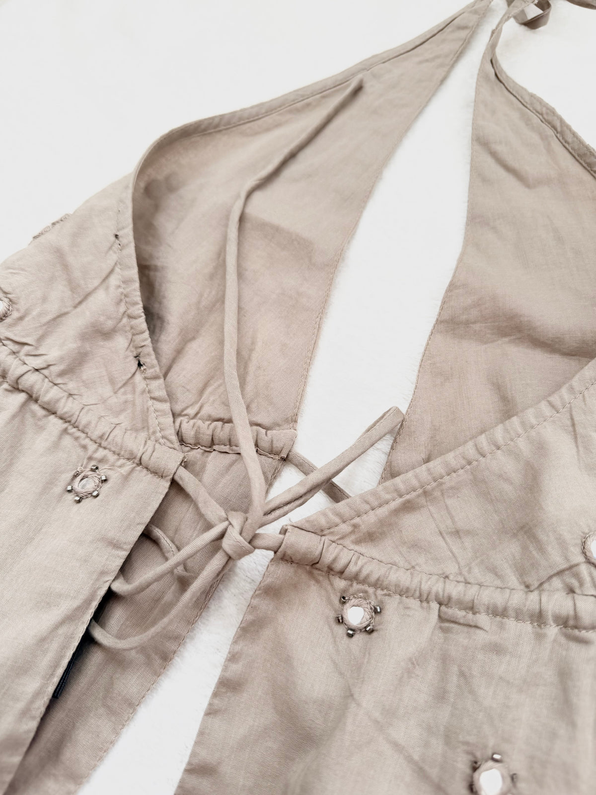 Boho Halterneck Topp i Beige