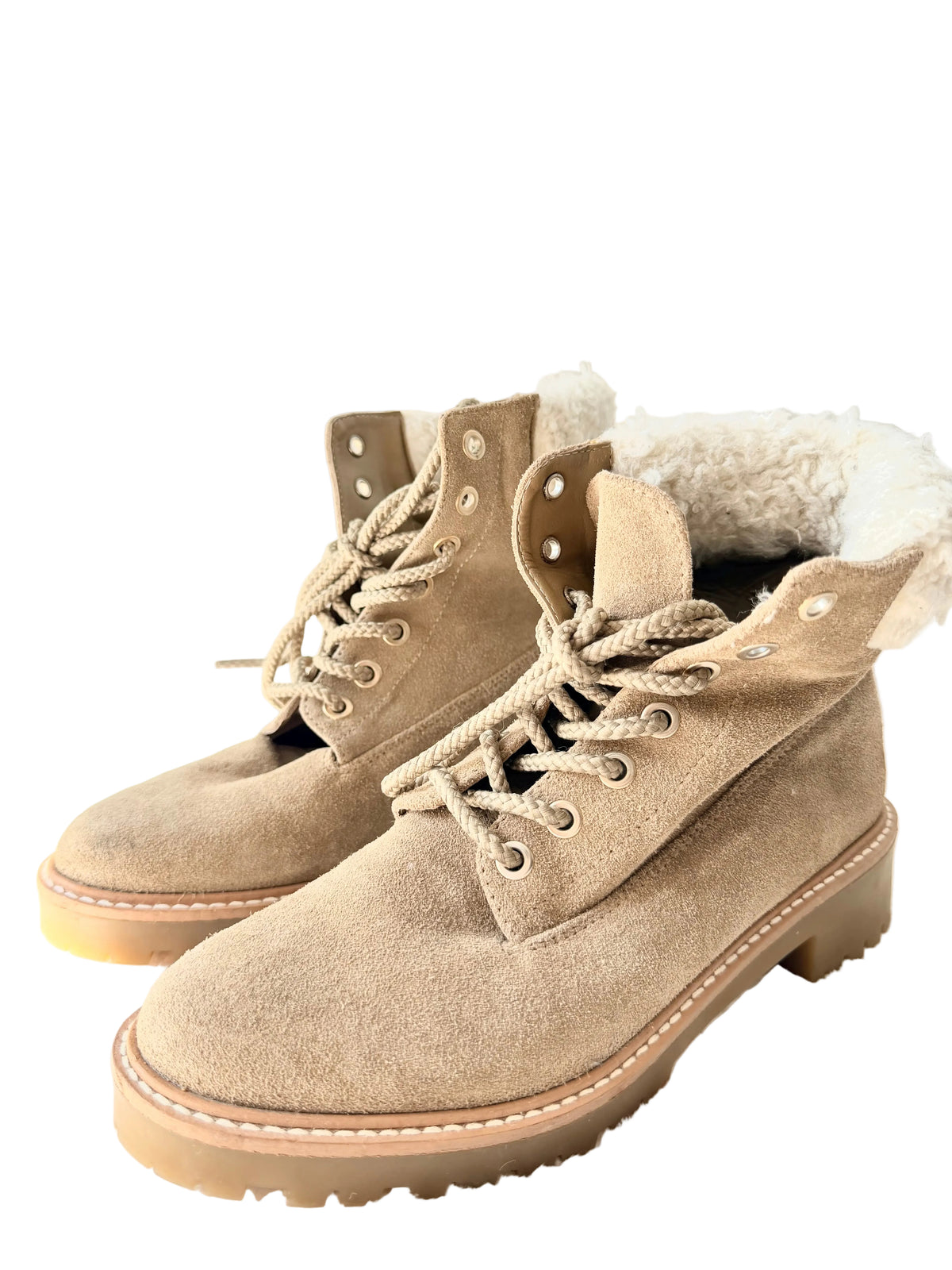 Zara i Beige/Grön Boots