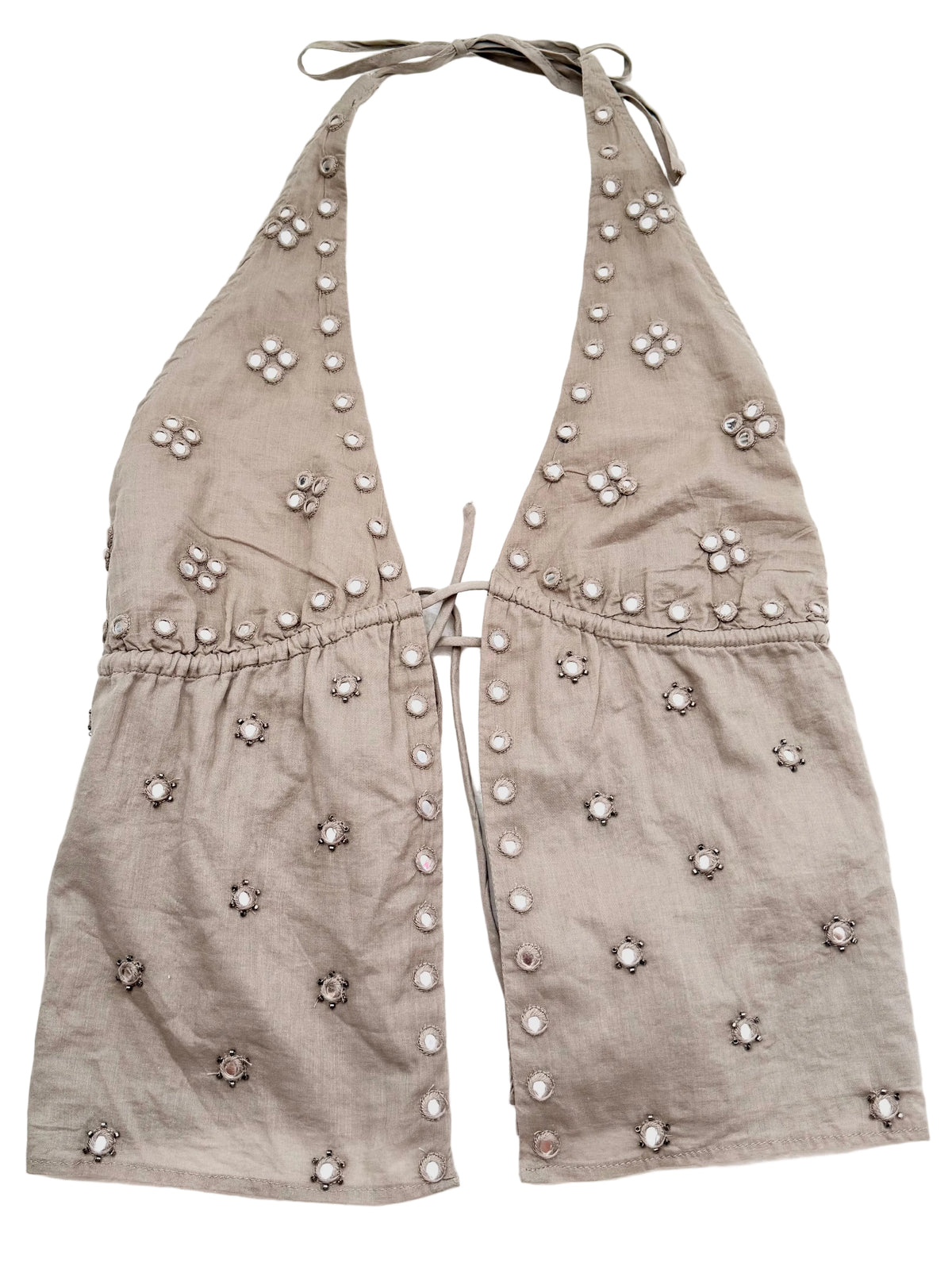 Boho Halterneck Topp i Beige