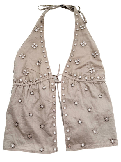 Boho Halterneck Topp i Beige