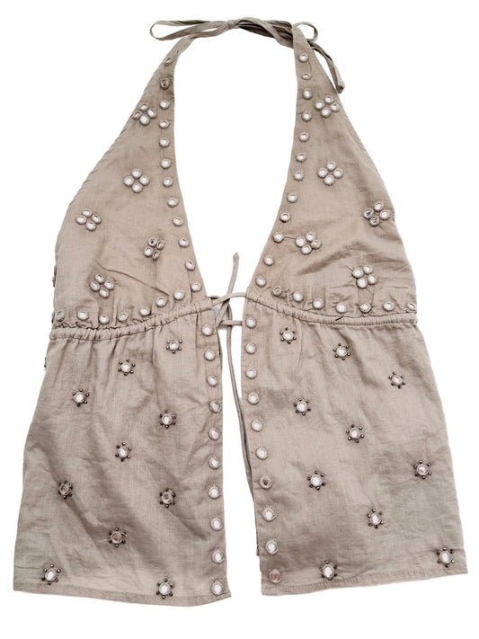 Boho Halterneck Topp i Beige