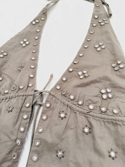 Boho Halterneck Topp i Beige