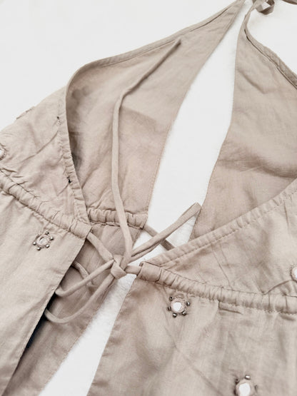 Boho Halterneck Topp i Beige