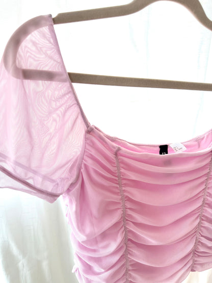 Ljuslila Rynkad Crop Topp
