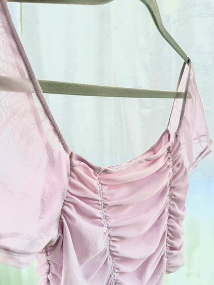 Ljuslila Rynkad Crop Topp