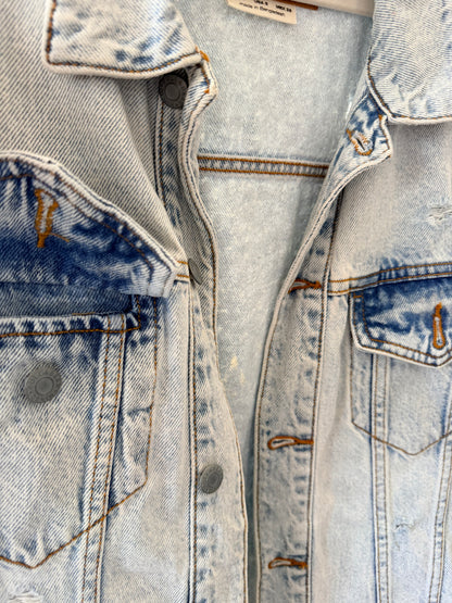 Pull & Bear Oversize Jeansjacka med Slitningar