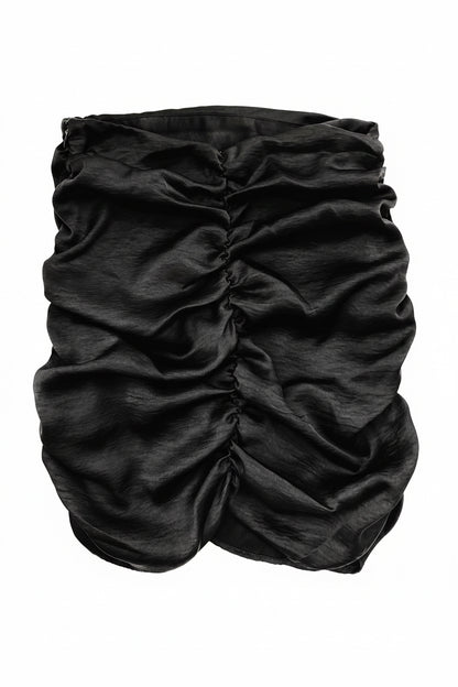 ZARA Svart Draperad Satinkjol
