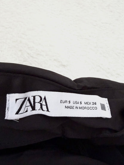 ZARA Svart Draperad Satinkjol