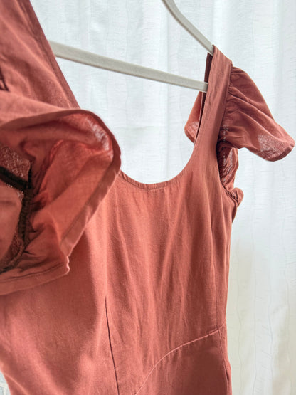 NLY Trend Linneklänning m. Knappar – Rostbrun