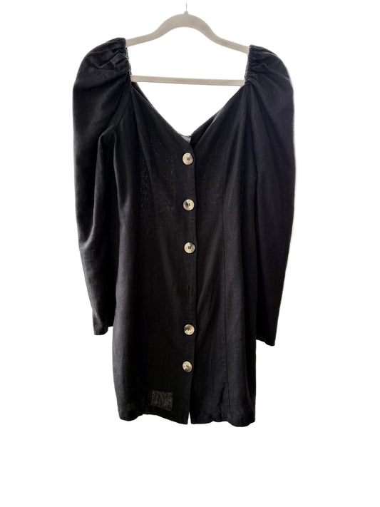 ASOS DESIGN Linneklänning m. Puffärm & Knappar