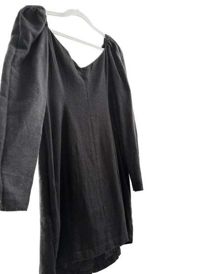 ASOS DESIGN Linneklänning m. Puffärm & Knappar