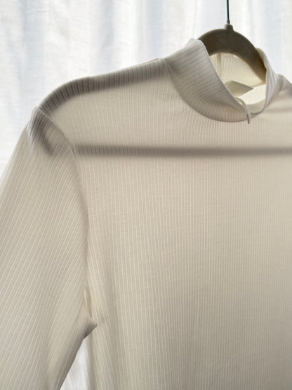 H&M Basics Ribbad Halvpolotröja m. Kort Ärm