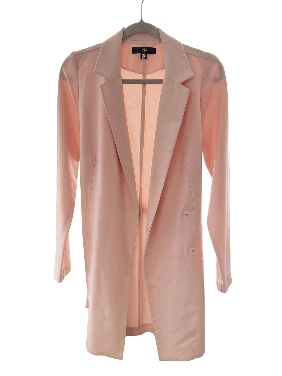 Missguided Ljusrosa Coat / Lång Blazer m. Bälte