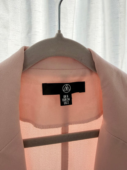 Missguided Ljusrosa Coat / Lång Blazer m. Bälte