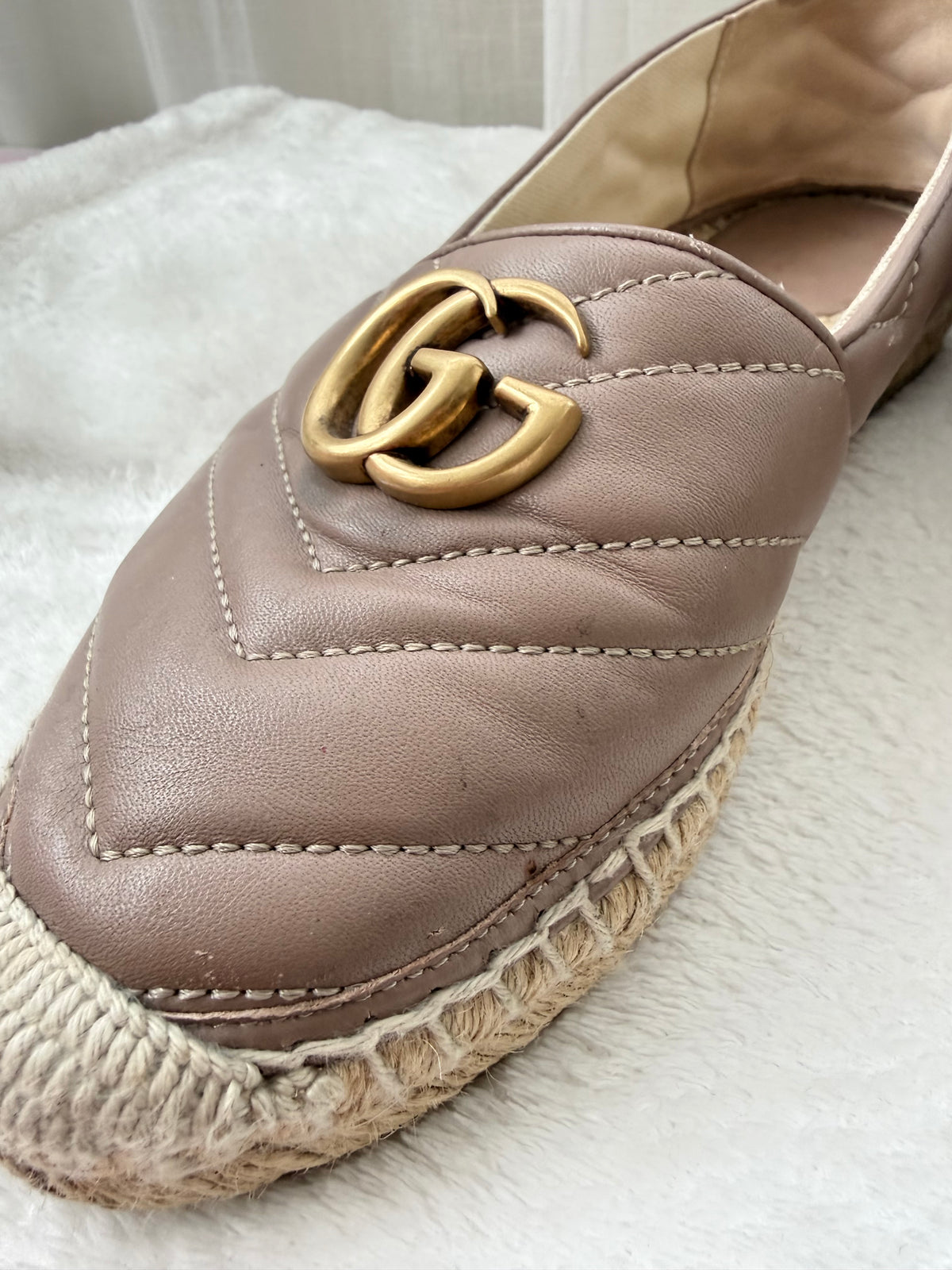 Äkta Gucci GG Marmont Leather Espadrilles